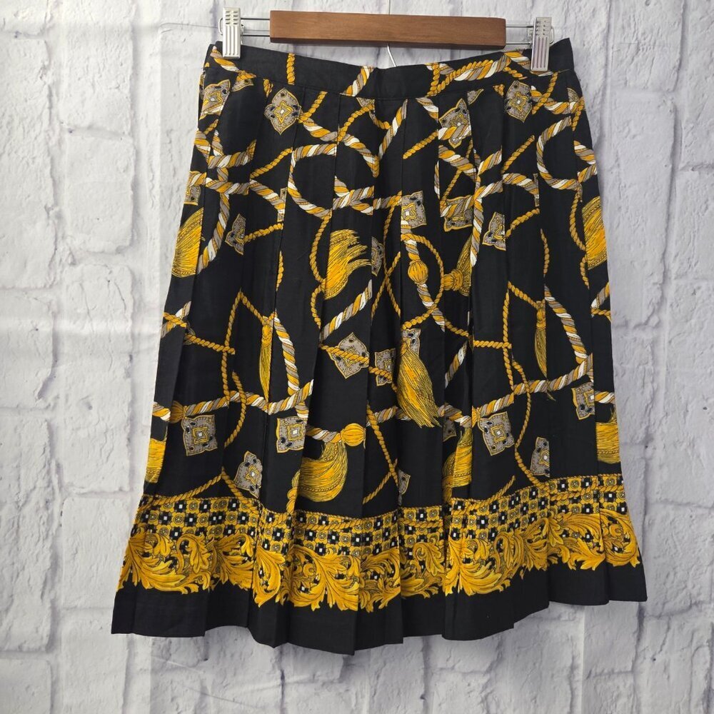 Vintage Norton McNaughton Size 10 Black Gold Chain Button Up Blazer Skirt Set - Picture 4 of 13